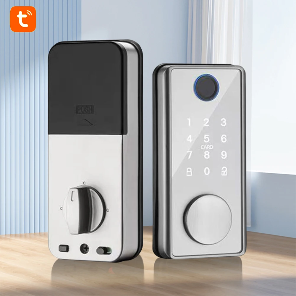 Fingerprint Lock Anti-theft Smart Home Security Door Lock Tuya APP Bluetooth-compatible with Key Easy Installation