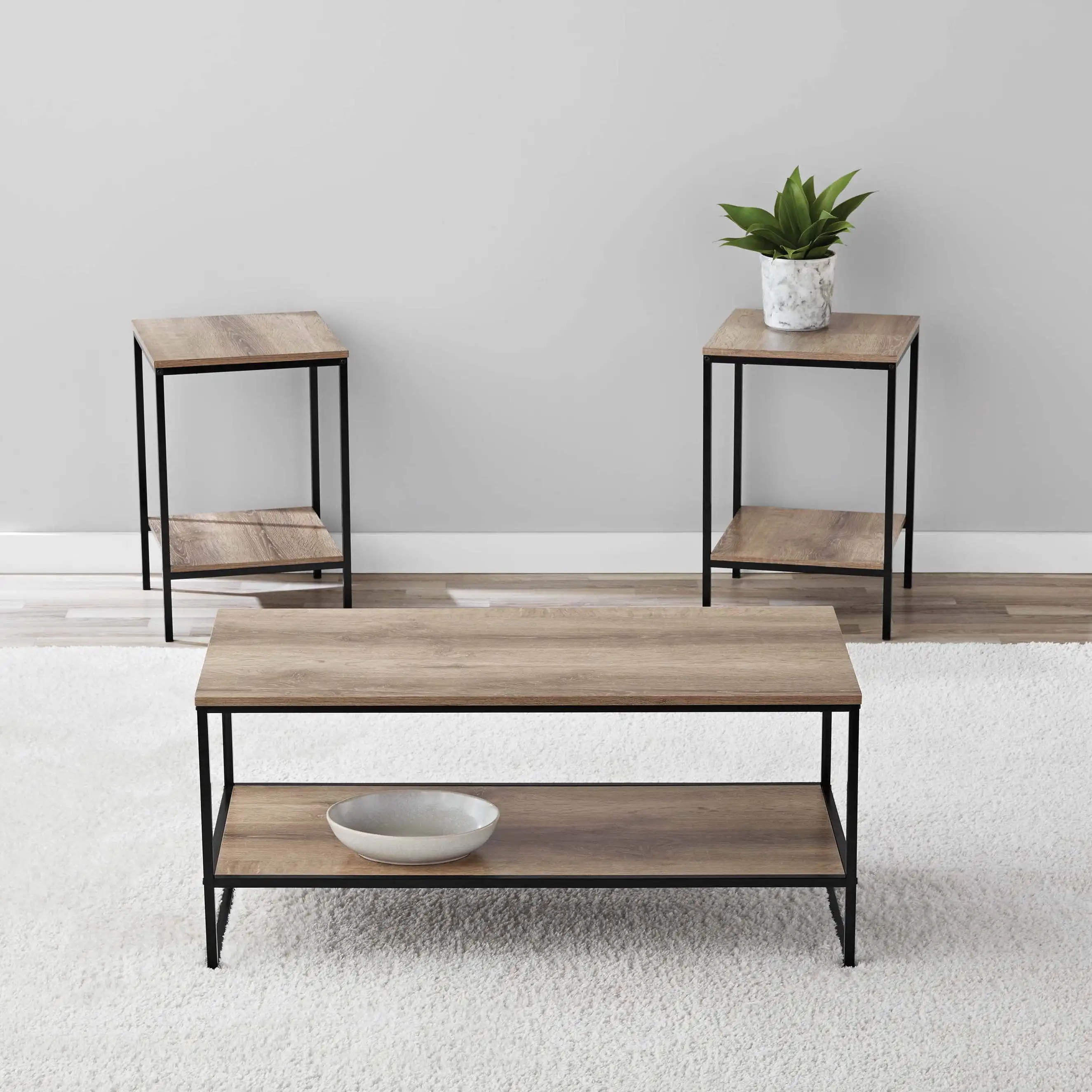 

Mainstays 3-Piece Coffee and End Table Set, Rustic Brown