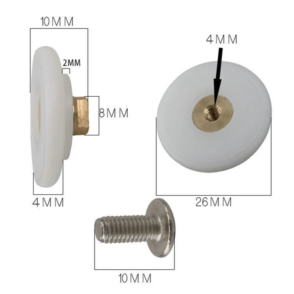 8pcs Replacement Rollers Shower Door Wheels Shower Glass Door Rollers Bathroom Accessories With Stainless Steel Sews Set