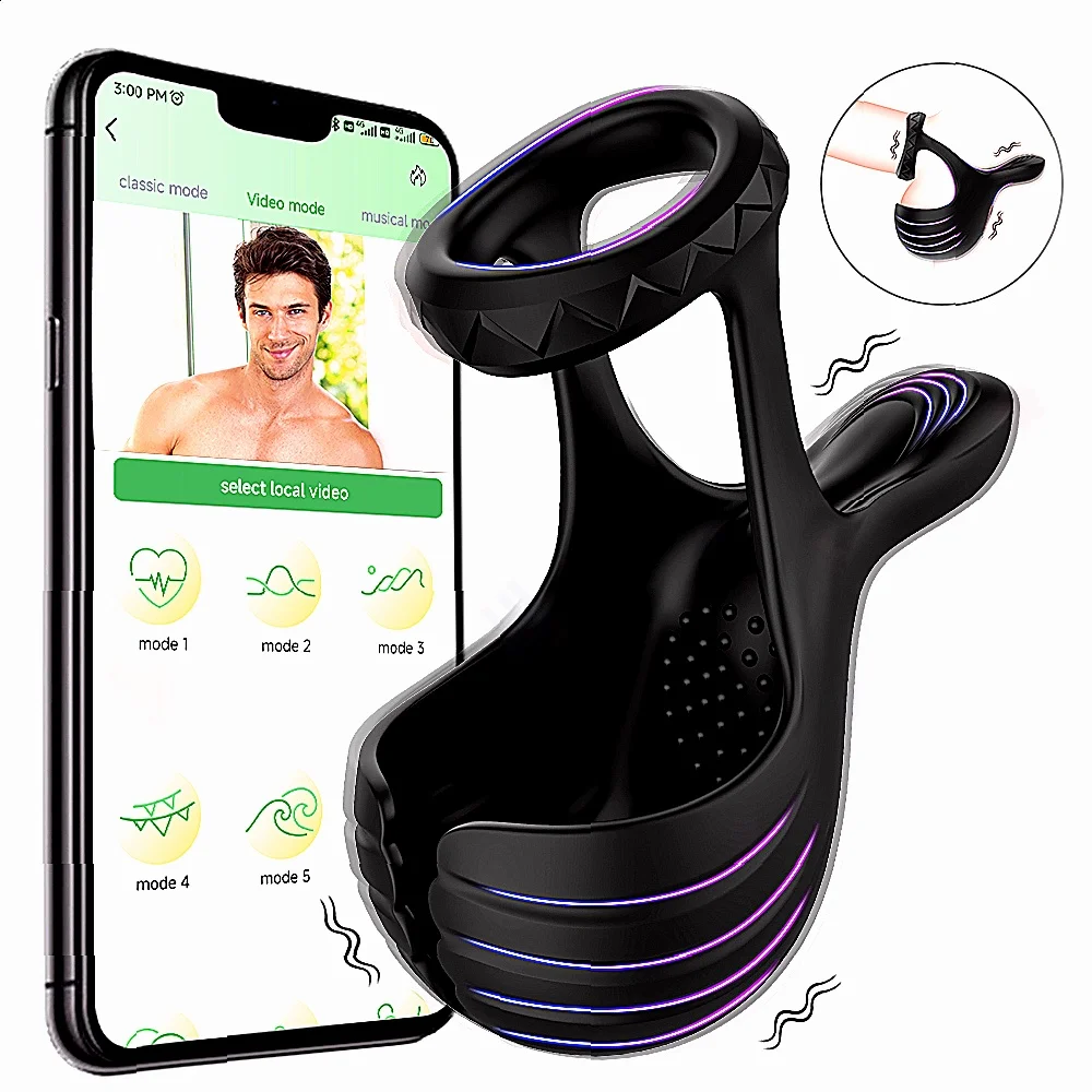 Male Testicle Vibrators With App Remote Cock Ring Combine Chastity Control And Vibrating Functions For Gay Mens Pleasure