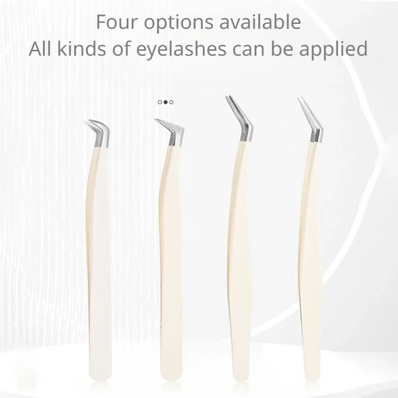618 4Types Stainless Steel False Eyelash Tweezers Anti-static Pincet Curved Strip Lashes Extension Tweezer Makeup Tools Lashes 5