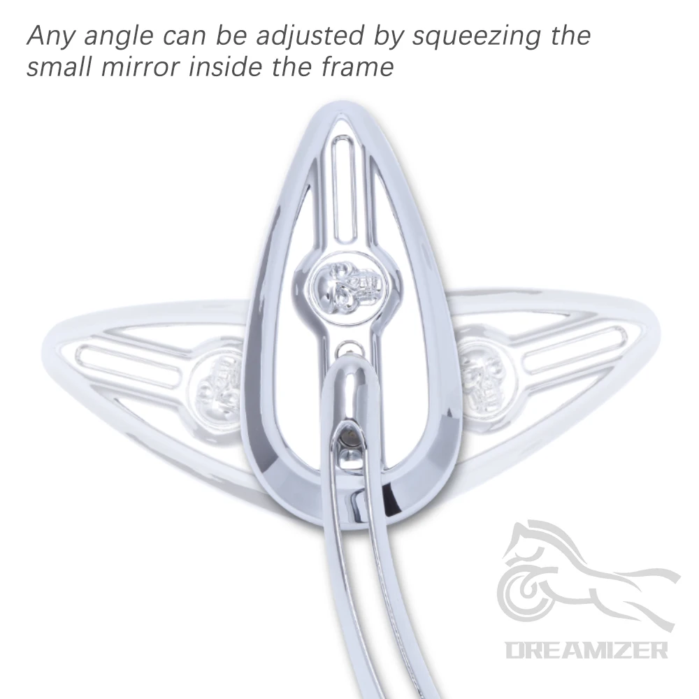 Chrome M8 M10 Motorcycle Skull Teardrop Rearview Mirrors For Harley - View #4