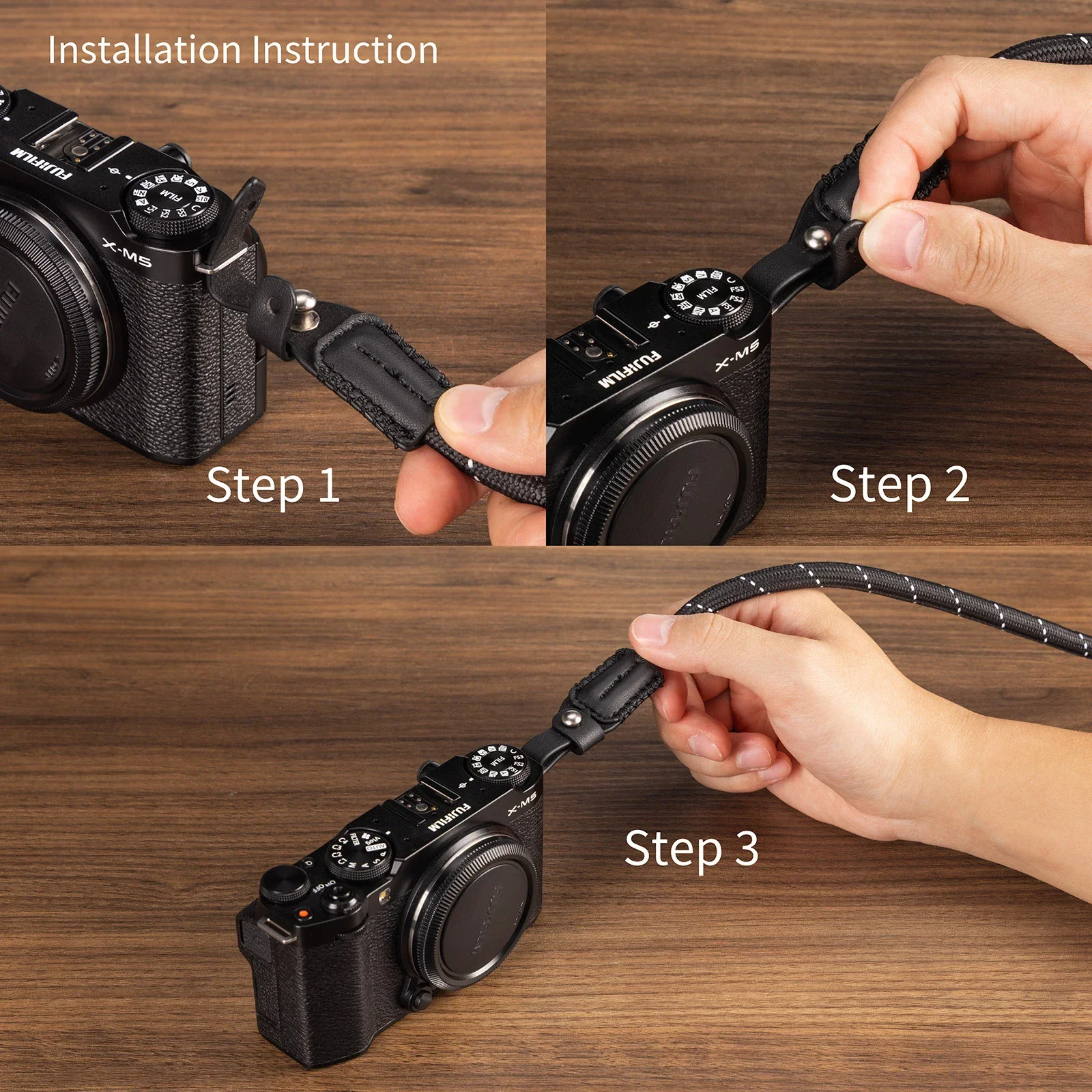 FUJIFILM X-M5 용 Smallrig 카메라 가죽 하프 케이스 키트 범용 땋은 손목 밴드 숄더 스트랩 엄지 그립 카메라 액세서리