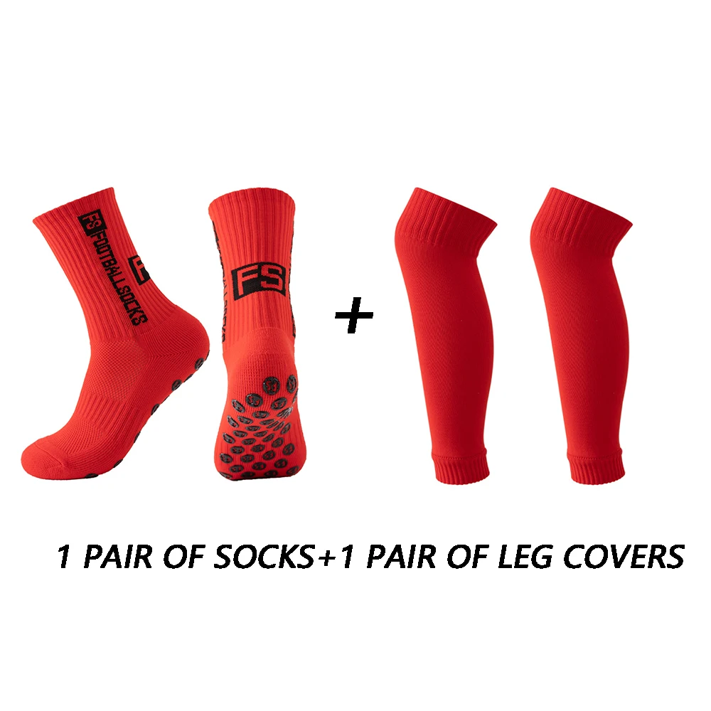 Sports Socks 1 pair of combination adhesive point anti slip sweat and odor resistant football sports socks + leg protectors
