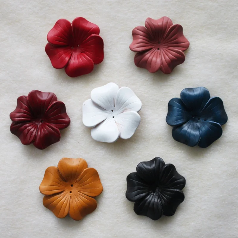 Genuine Leather Petal 10 leaves DIY Flowers Accessories Decoration 6.5*6.5cm