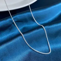 Elegant 925 Sterling Silver Side Chain Necklace - 2MM Charm Jewelry Gift - 60cm (Silver)