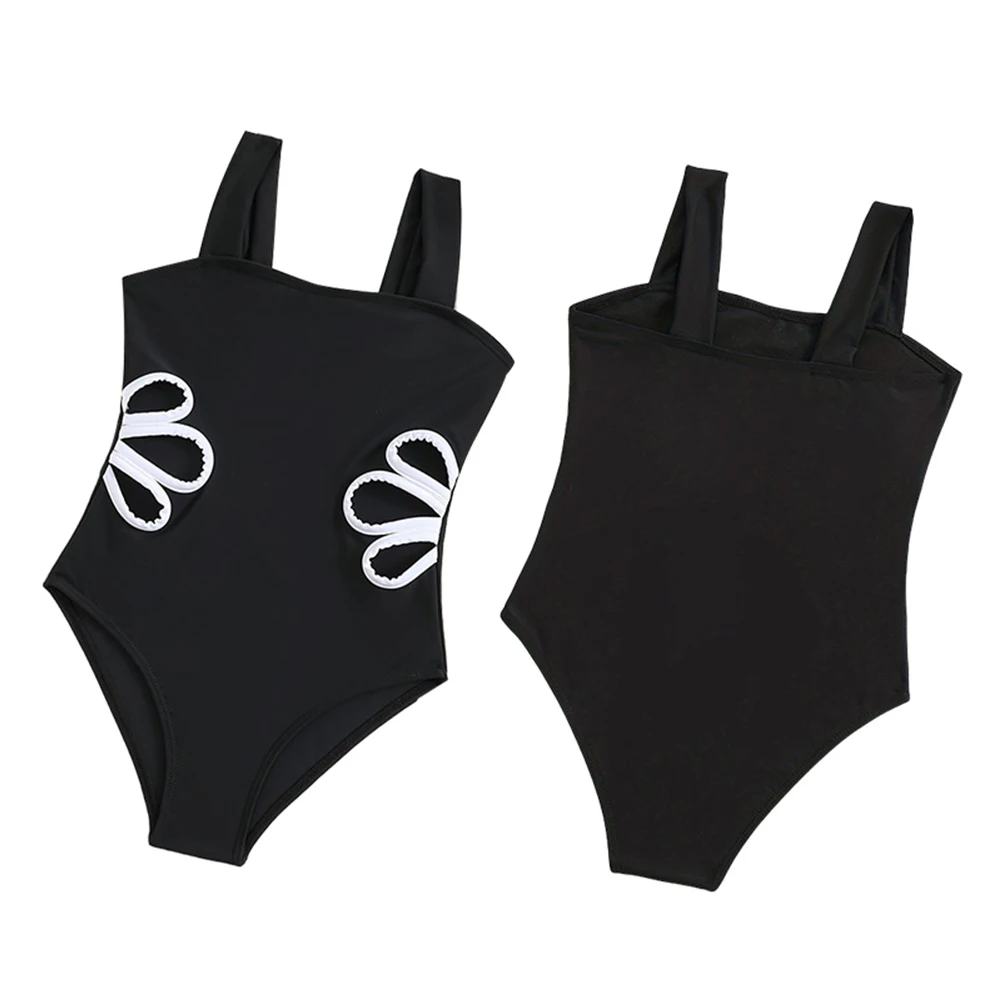 Summer Girls' Swimwear Children's One-Piece Swimsuit with Hollow Design Wide Straps for 8-12Years Older Youngsters Beach Wear 6