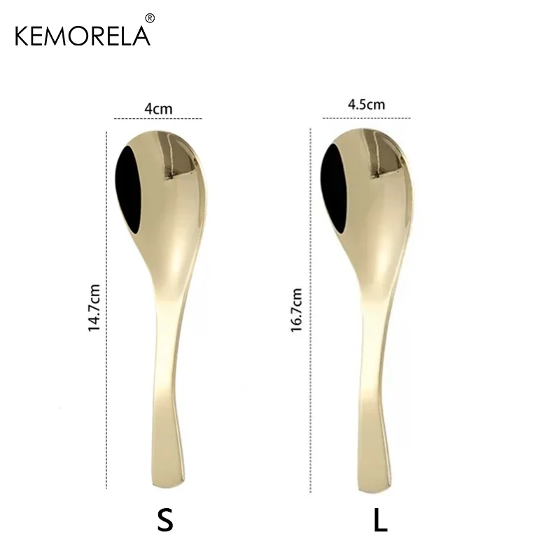 Stainless Steel Spoon 1/2/4PCS Thickened Anti-Scalding Handle For Children's Table Rice Kitchen Dessert Fruits