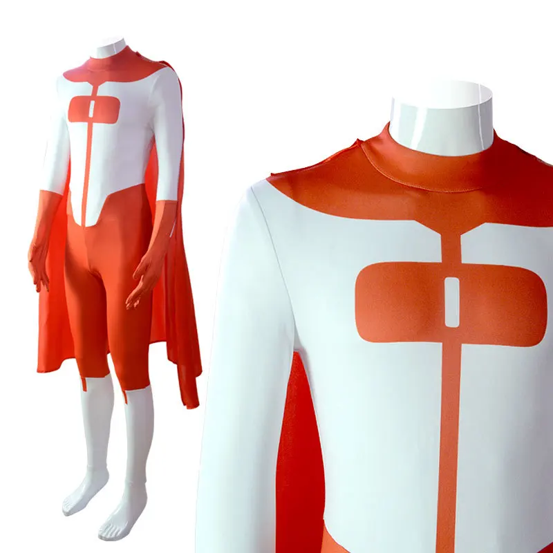 Invincible Mark Grayson Bodysuit with Cape Cosplay Costume for Men (Unofficial)