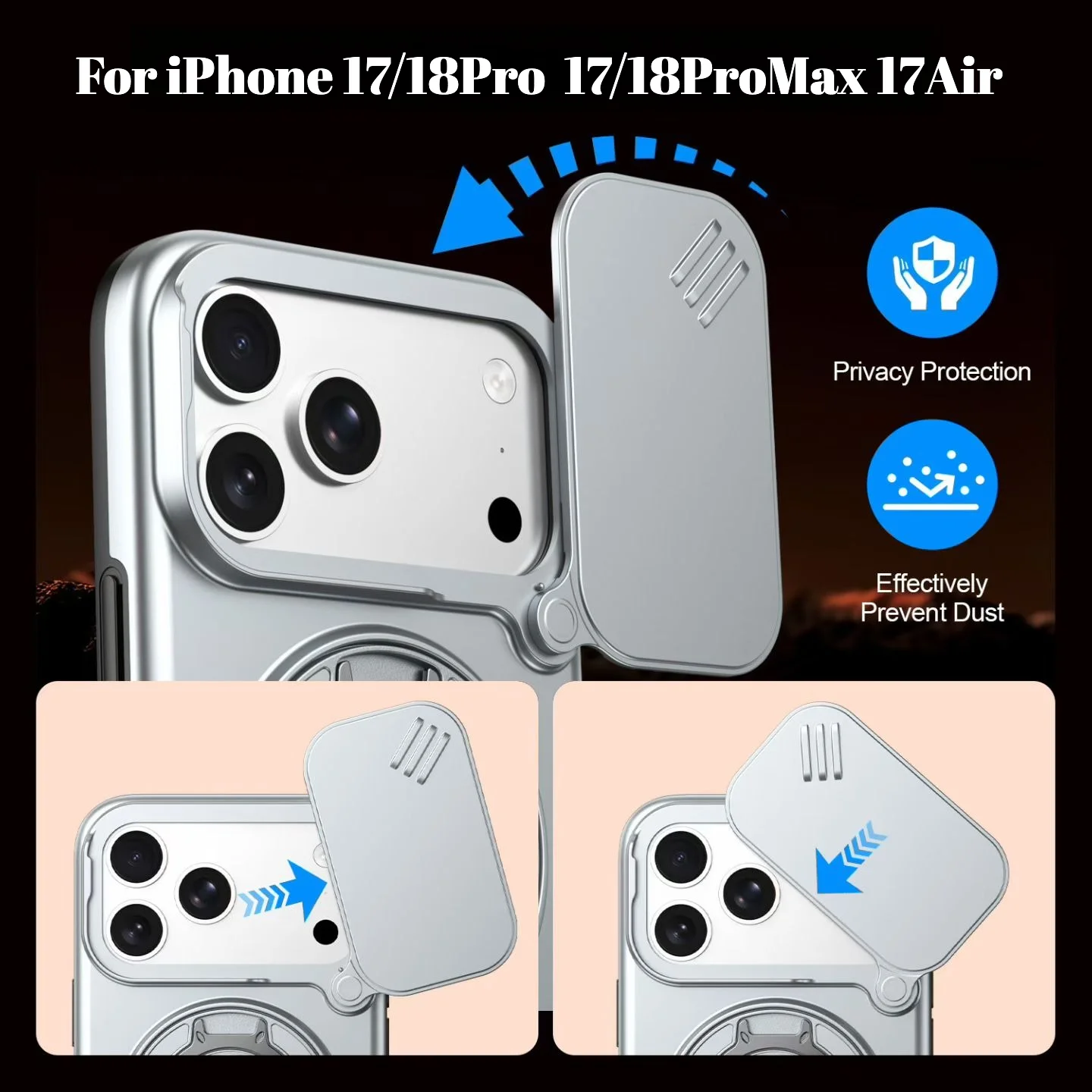 Heavy Duty Rugged Armor Magnetic Case with Slide Camera Protection and Bracket