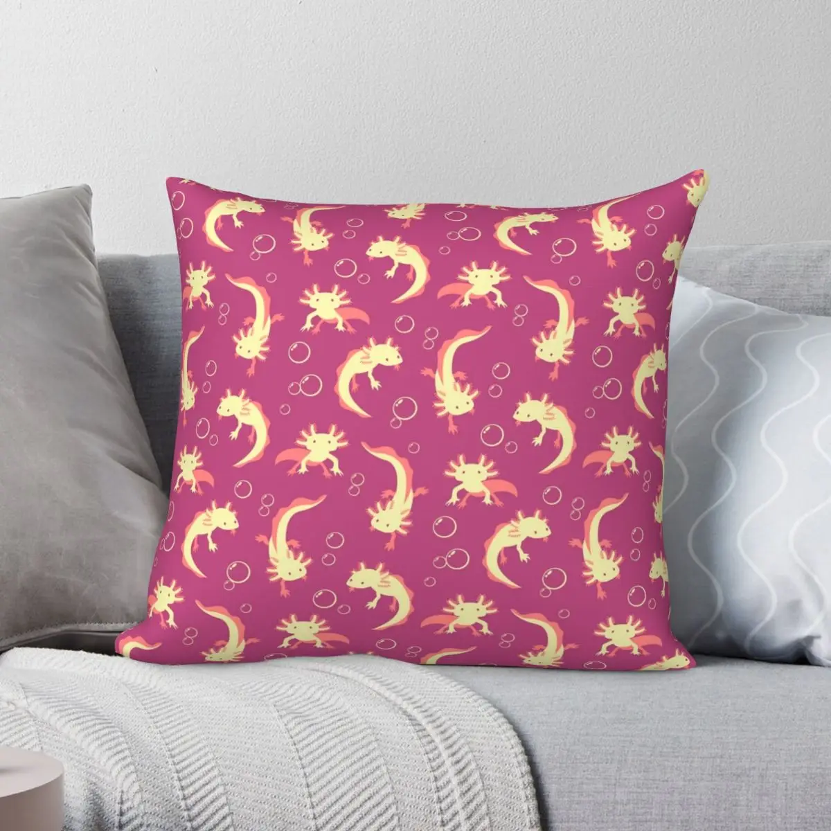 

Relaxolotl Rose Pink Square Pillowcase Polyester Linen Velvet Creative Zip Decor Pillow Case Room Cushion Cover