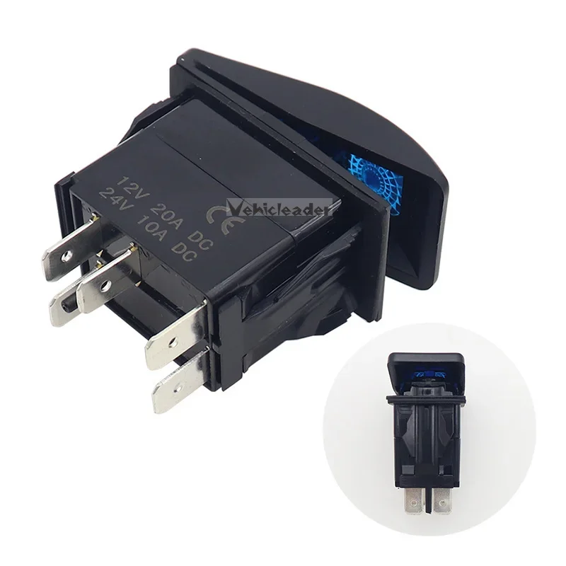 Waterproof Dual Blue LED Rocker Switch for Vehicle and Marine Use
