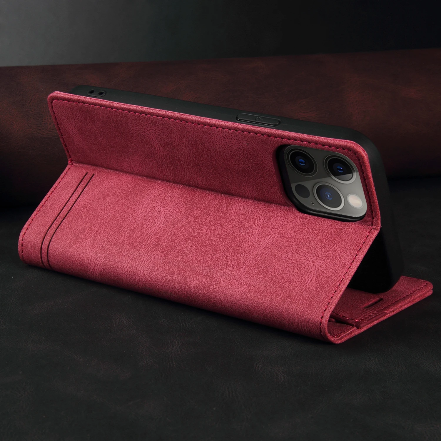 Luxury Leather Flip Case with Holder Wallet Stand - Elegant Phone Cover