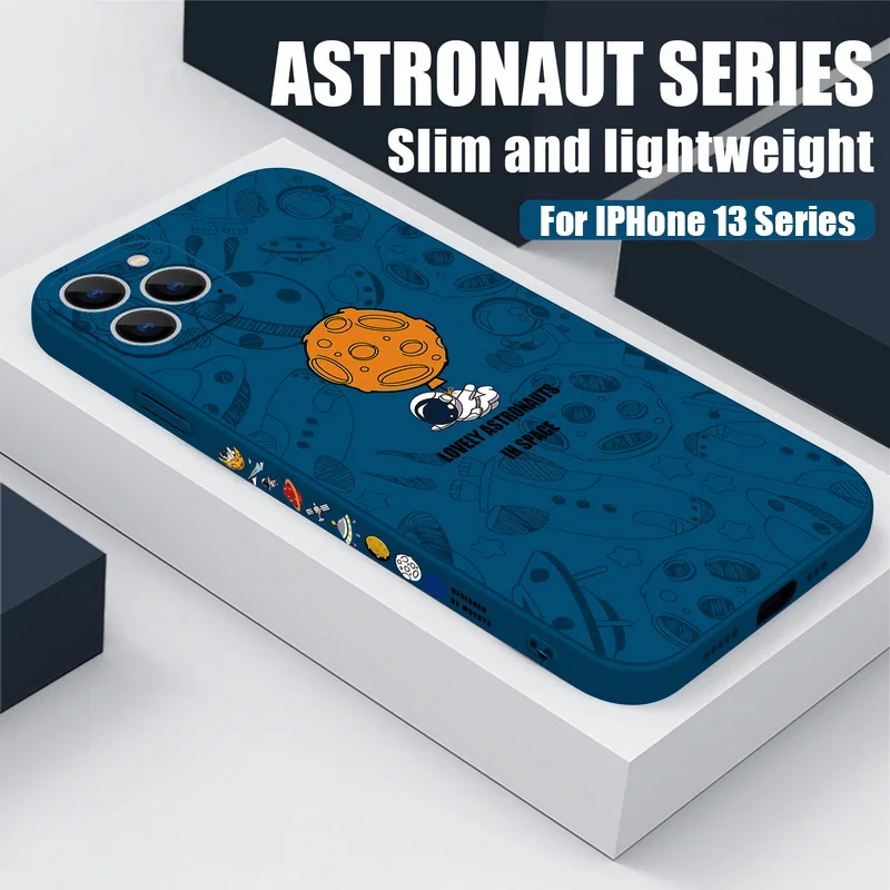 Charming Astronaut & Planet Soft Phone Case with Moon and Stars Design