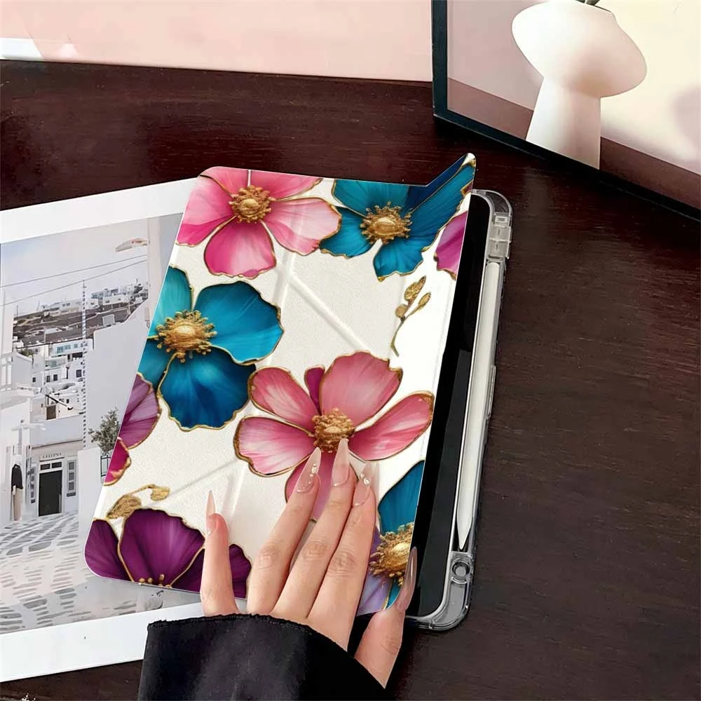 Vintage Floral Protective Tablet Case with Pen Slot