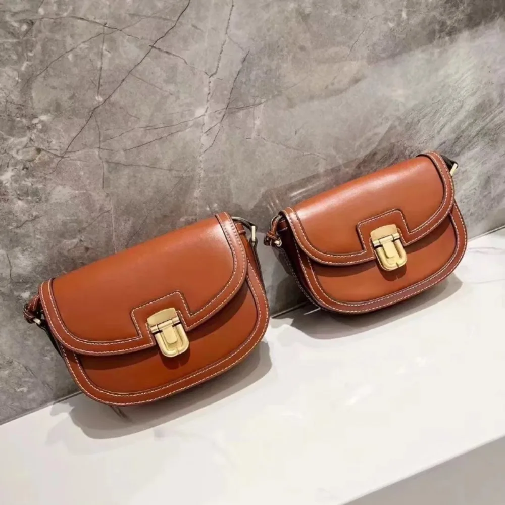 

All-match Elegant Patchwork Commuter Single-Shoulder Minority Simple New Casual Saddle Bag Canvas Personalized Crossbody Bags