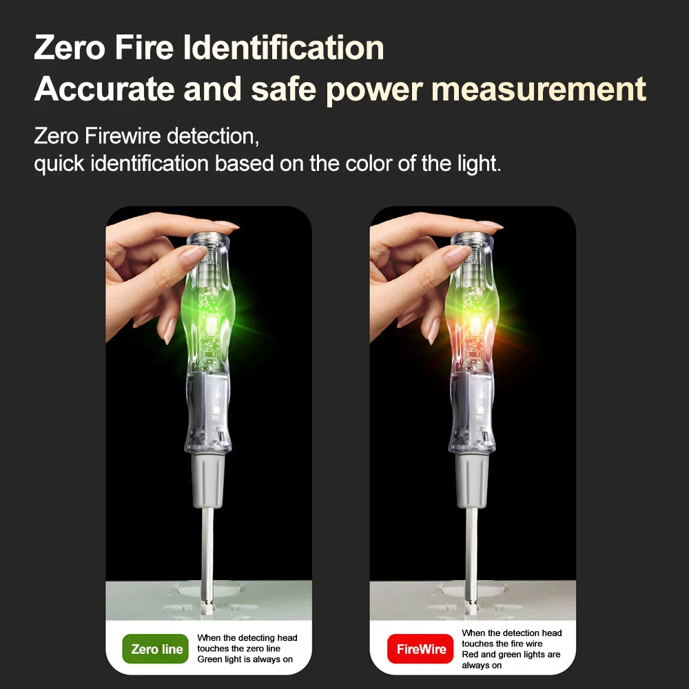 AC 24-250V 3.5mm Dual Head Slot Voltage Tester Screwdriver Contact Voltage Tester Pen High Brightness Circuit Tester Screwdriver 6