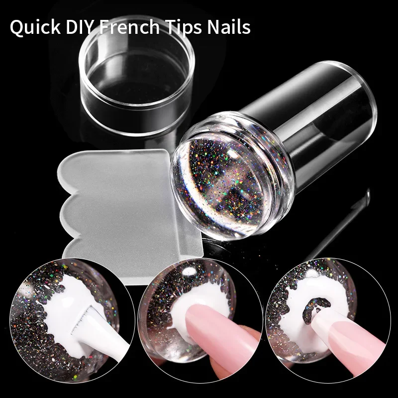 Nail Art Stamper 1Set Mini Transparent Jelly Nail Art Stamper with Scraper 2pcs Jelly Silicone Set DIY Polish Design Print Stamp Stamping Tools nail art stamper