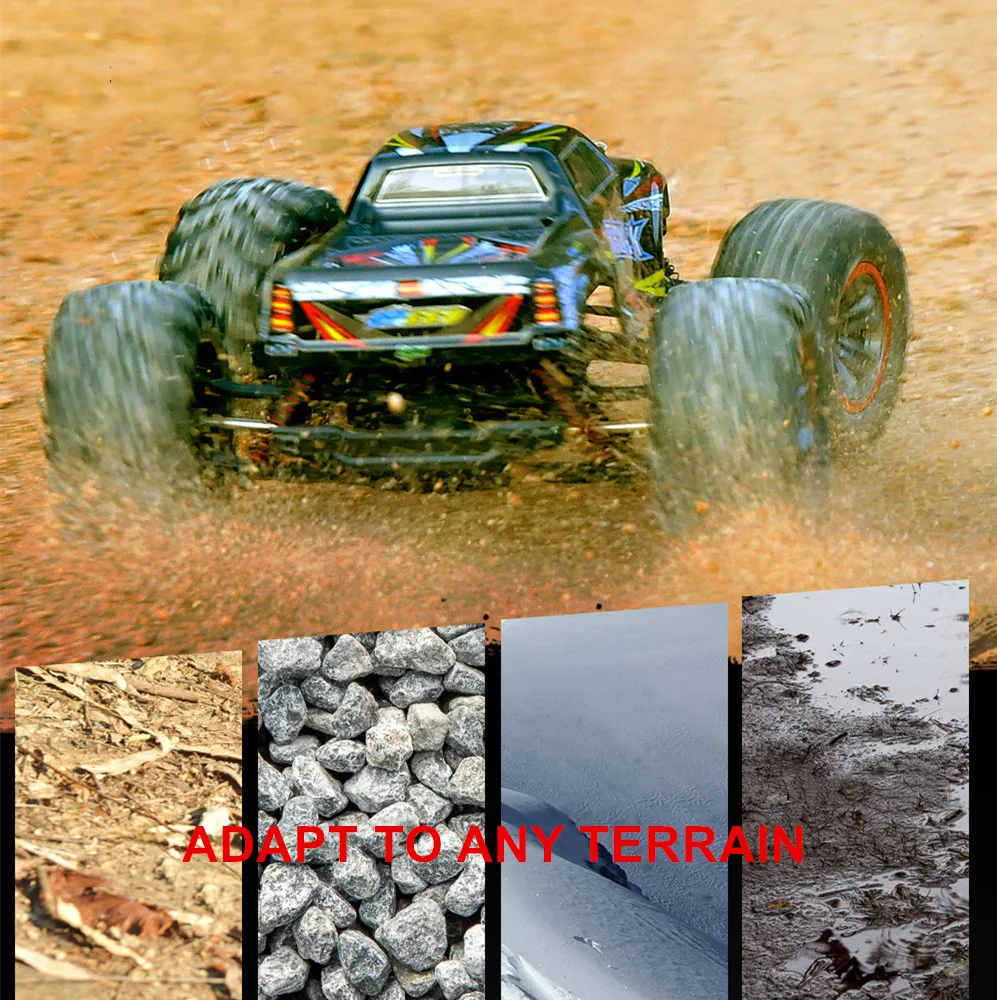 JTY Toys 1:10 RC Trucks 46km/h Dual Motor High Speed Remote Control Buggy Truck 4WD Bigfoot Climbing Off-Road Car Waterproof 3