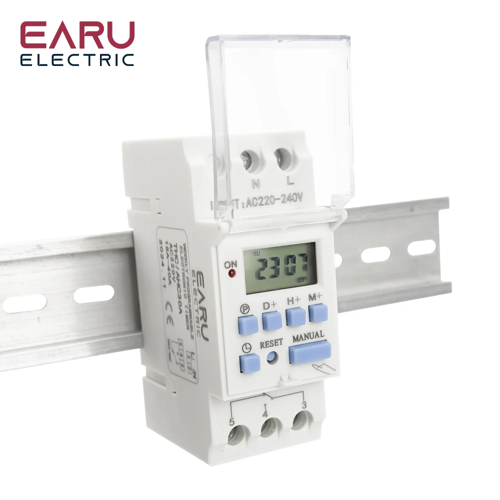 AC 220V 230V 110V DC 12V 24V 48V 15A 30A THC15A Din Rail Weekly 7 Days Programma