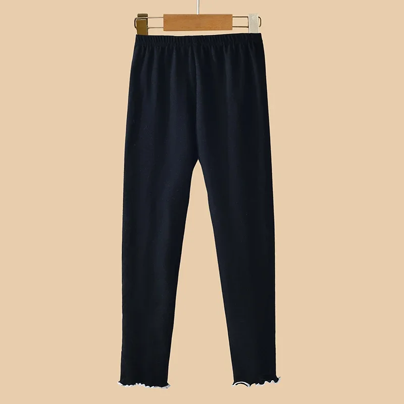Girls Pants High Stretch Soft Leggings Plain Color Elastic Waist Kids Clothes