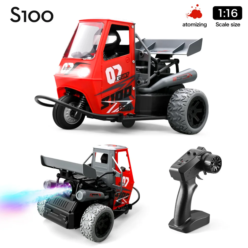 

1/16 RC Three-wheeled Motorcycle Drift Car with Sound and Light Spray Special Drift Model Toy Crawler RC Car