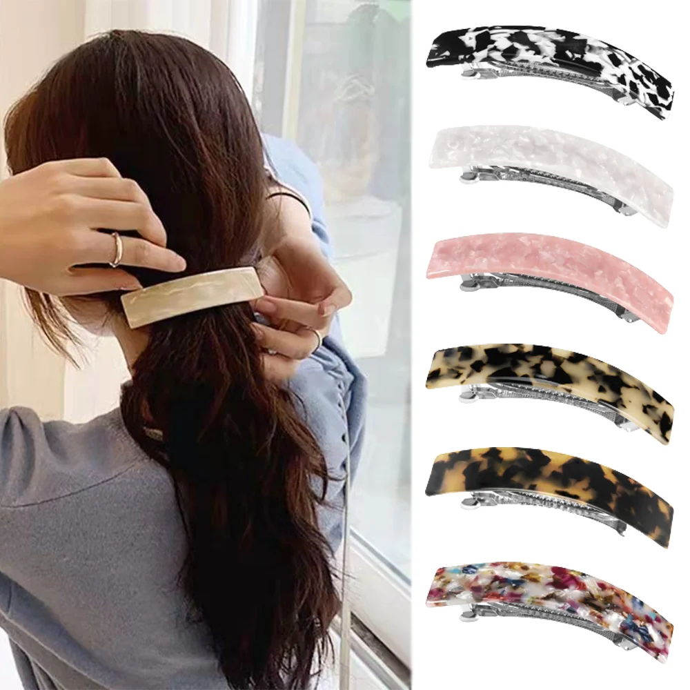 Women Bling Glitter Hairpins Square Geometric Leopard Marble Acetate Colorful Barrettes Bangs Clips Hairgrips Hair Accessories