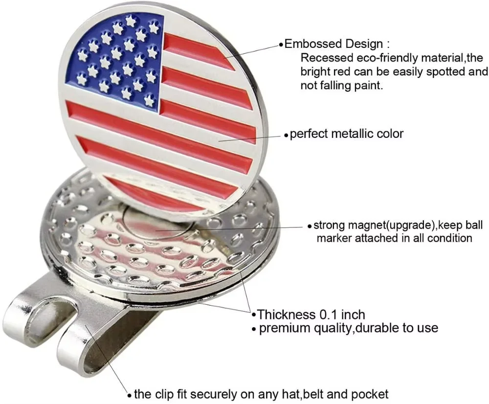 6pcs/Pack Golf Ball Marker Clip Silicone Ball Marker Holder with Magnetic Attach to Your Pocket Edge & Belt & Clothes Great Gift