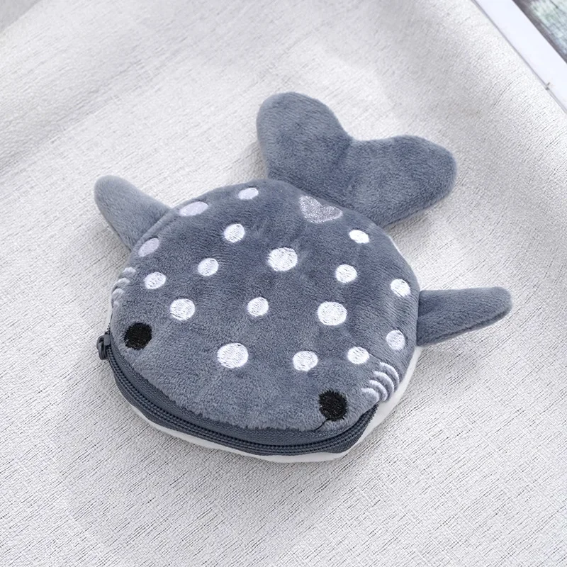 Coin Purse Cute Pouch Whale Wallet Kawaii Key Storage Bag Soft Plush Credit Card Earphone Child Candy Zipper Bag Stuffed Animals plush coin purse