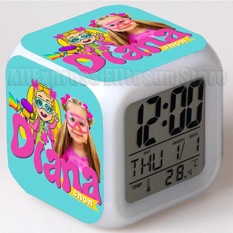 Kids Diana And Roma Show Alarm Clock Watch Table Kids Bell Home Desk Cute Decoration Square Electronic Clock For Student Gifts 6