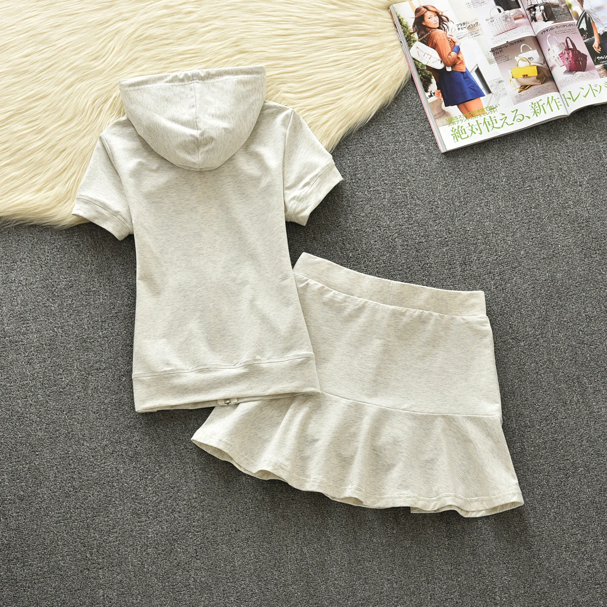 Y2K Summer Women's Casual Fashion Short Skirt Casual Set Women's Brand Lined Short Skirt 2-piece Set