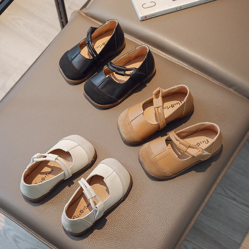 Children Leather Shoes for Girl Spring and Autumn Fashion Retro Soft Soled Comfortable Princess Shoes Elegant Casual Kids