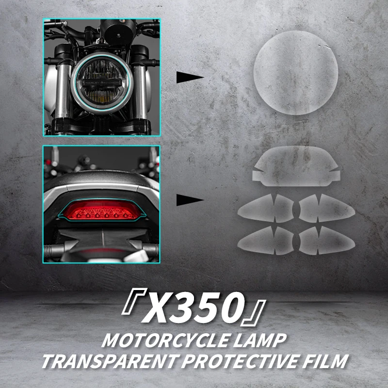 Used For HARLEY X350 Motorcycle Accessories Lamp Film Headlight And Taillight Transparent Protective Film Uv Protection Stickers used for kawasaki z900 motorcycle a set of headlight and taillight tpu transparent protection flim bike accessories lamp refit