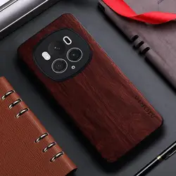 Custodia Protettiva Elegante in Pelle con Motivo in Legno di Bambù