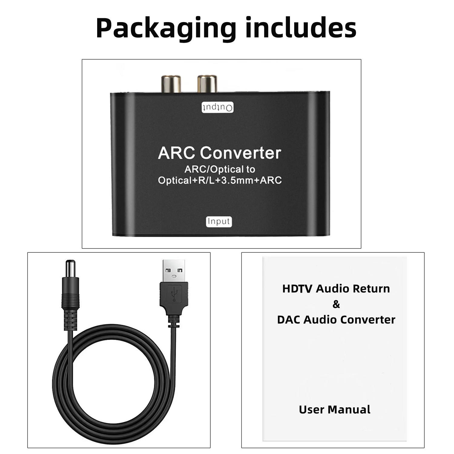 Audio Extractor AIXXCO 192Khz ARC Audio Return Extractor HDMI-compatible DAC Converter SPDIF Optical to Optical 3.5mm L/R Stero