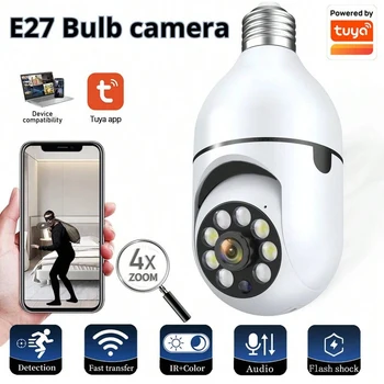 Tuya E27 Bulb Wifi Surveillance Camera Wireless Night Vision HD Automatic Human Tracking Security Baby Monitor Full Color Video 1