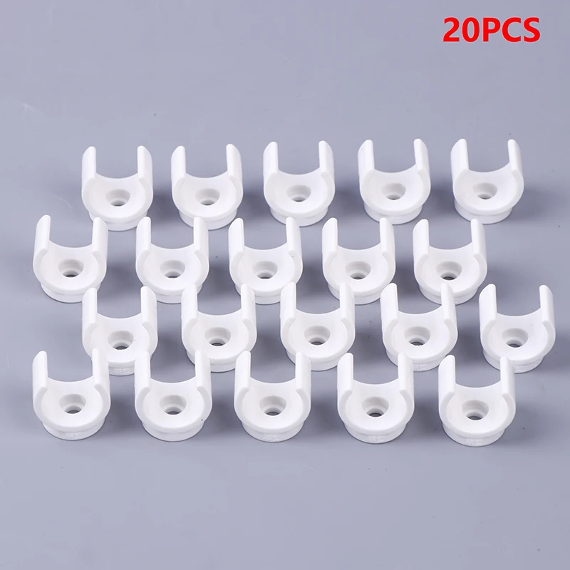 "20mm PVC Water Pipe Clamps Connectors - Secure fit for 0.5/0.79 Inch OD Pex Tubing, TV Trays and Hose Support, Pack of 20."