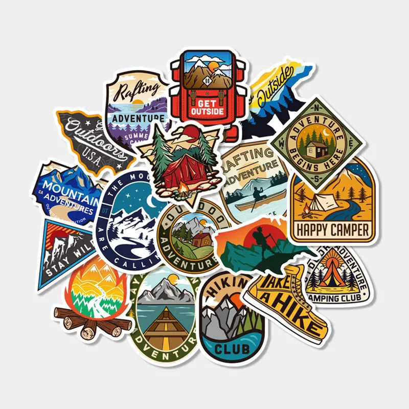 

18pcs Camping Travel Stickers Wilderness Adventure Outdoor Landscape Waterproof Decal Sticker to Suitcase Laptop Motor Car