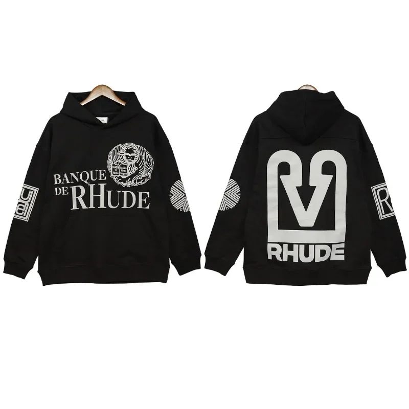 

23SS Make Old Washed Pattern Rhude Hoodie Men Women EU Size 100% Cotton Rhude Sweatshirt Fashion Autumn Winter Kanye West