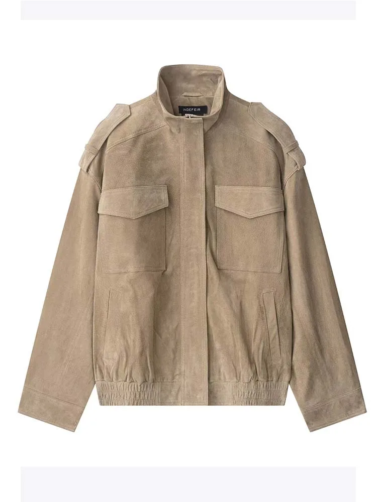 Women Suede Jacket 2026 New Spring Fashion Long Sleeve Zipper Loose Jackets Coat Chic Female High Street Casual Outerwear ﻿ ﻿ ﻿