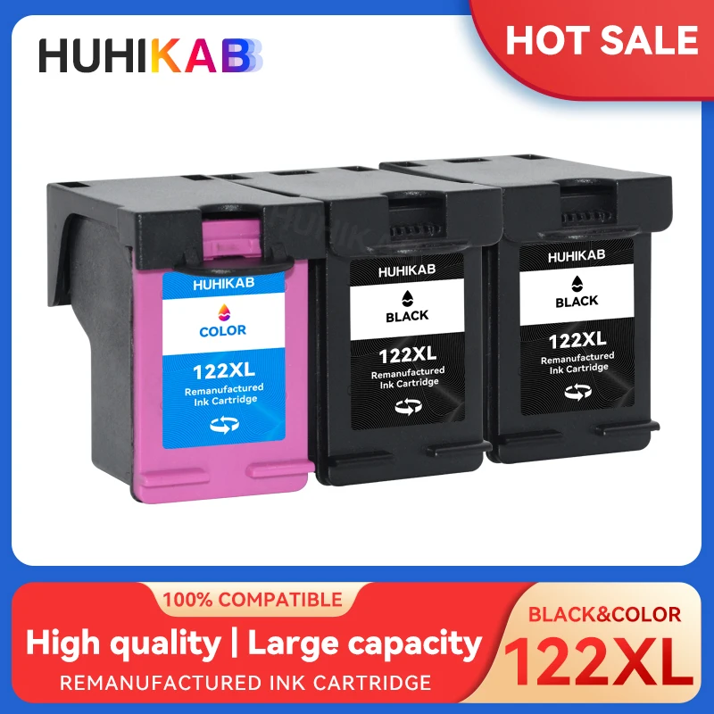 

HUHIKAB Compatible 122XL Cartridge Replacement For HP 122 Ink Cartridge For Deskjet 1000 1050 1050A 1510 2000 2050 3000 3050