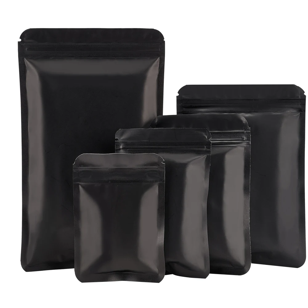 150Pcs Matte Black Zip Lock Bags PET Self-Seal Zipper Waterproof Resealable Bags for Jewelry Parts Package Storage Pouches