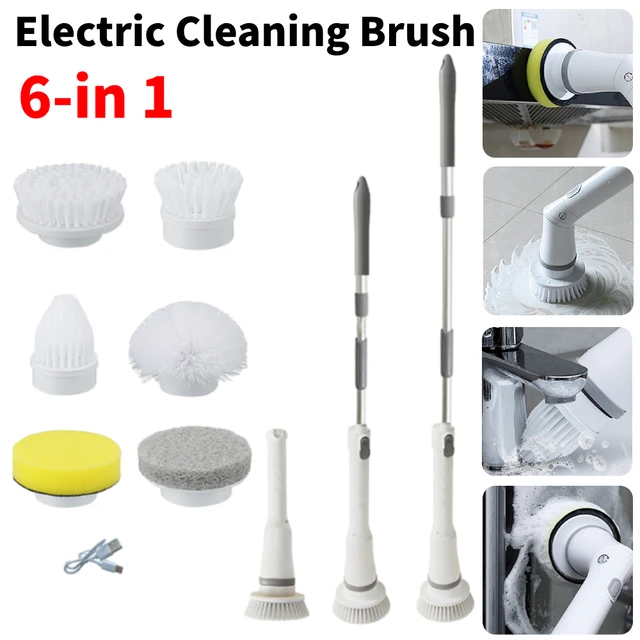 Electric Spin Scrubber Long Handle Cleaning Brush 2 Rotating Speeds Electric  Wireless Charging Brush Cleaning Heads Home Cleaner - AliExpress