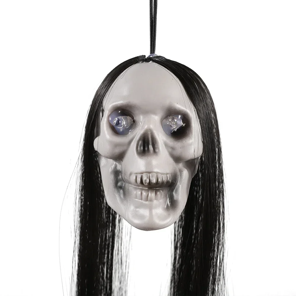 1/10PCS Halloween Hanging Long Hair Ghost Skeleton LED Light-emitting Horror Skeleton Ghost Bar Haunted House Decoration Props