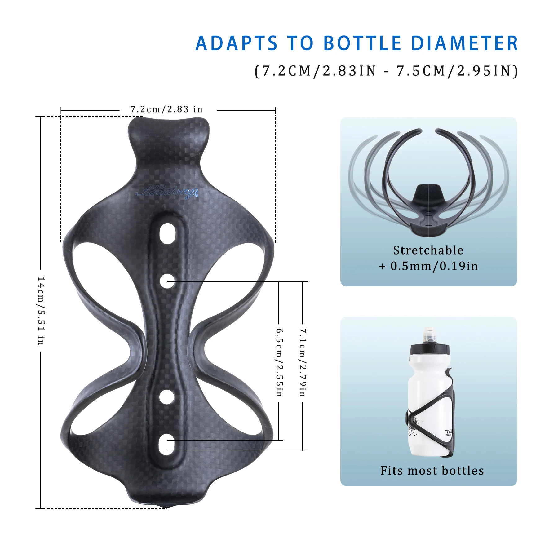 Description Picture 6 of itemHUALONG Carbon Fiber Bicycle Water Bottle Cage MTB Road Bike Water Bottle Holder Cages Matte Black, Weight (22±2g)
