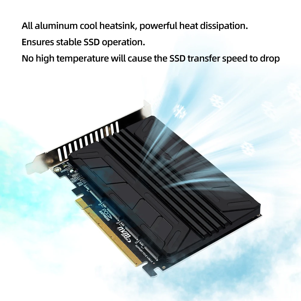 NVME M.2 MKEY SSD RAID 확장 카드, 히트 싱크 PCIe 어댑터 카드 어레이 확장 어댑터 마더보드 포함
