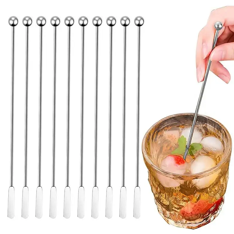 

Stainless Steel Cocktail Stick Reusable Drink Picks Toothpicks Drink Stirring Tool For Drinks Milk Whiskey Cocktails Juice