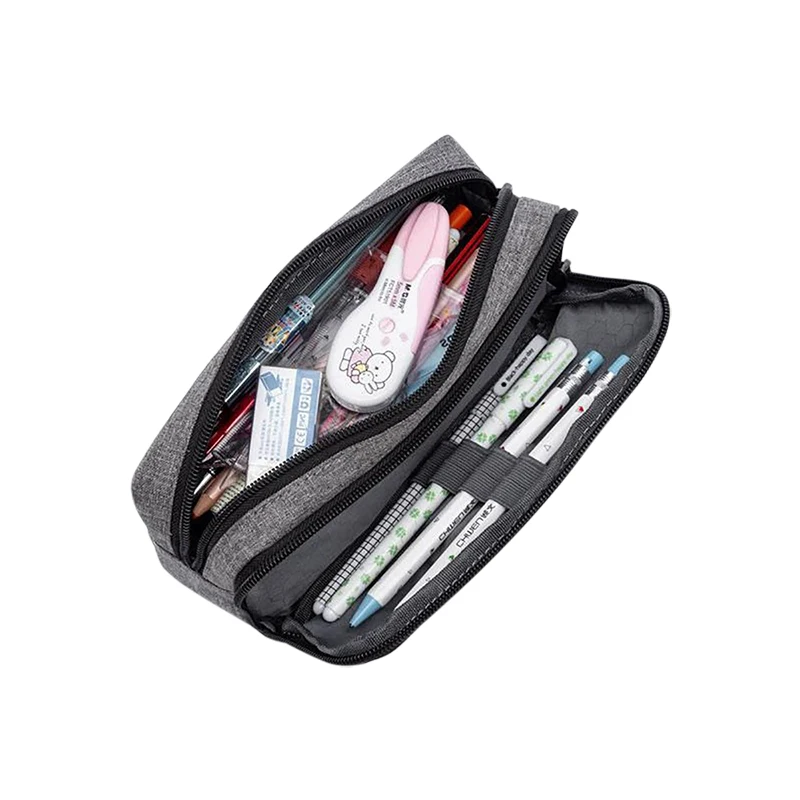 Simple Nylon Large Capacity Double Layered Stationery Box Portable Student Stationery Bag Multi-functional pencil case