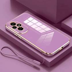 Luxury Plating Lanyard Silicone Case - Elegant Protective Back Cover for Honor 70 (ZBSS Cherry Purple)