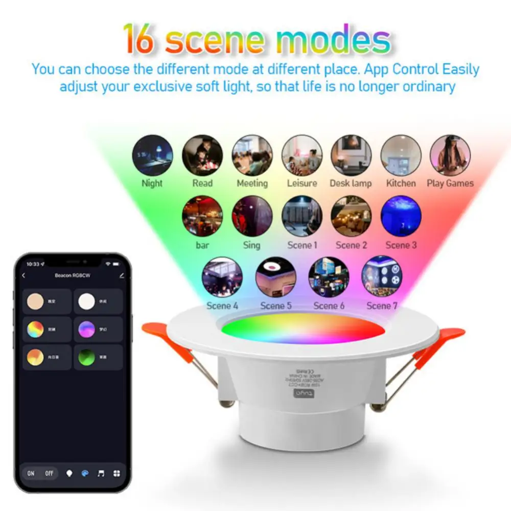 LED Bluetooth Ceiling Spot Light RGB Smart Music Play Party Lamp Alexa  Google US